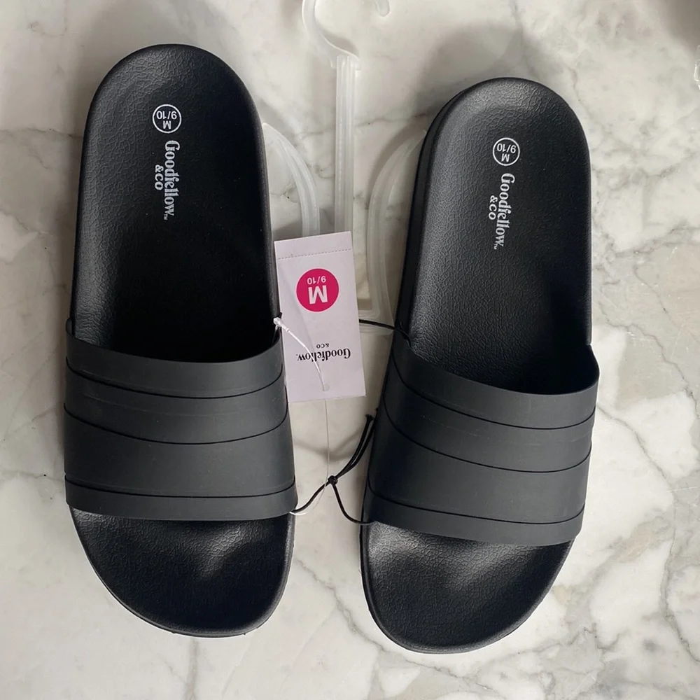 Goodfellow‎ & Co Mens Sandals 9/10 black Ricky Slides NEW!
